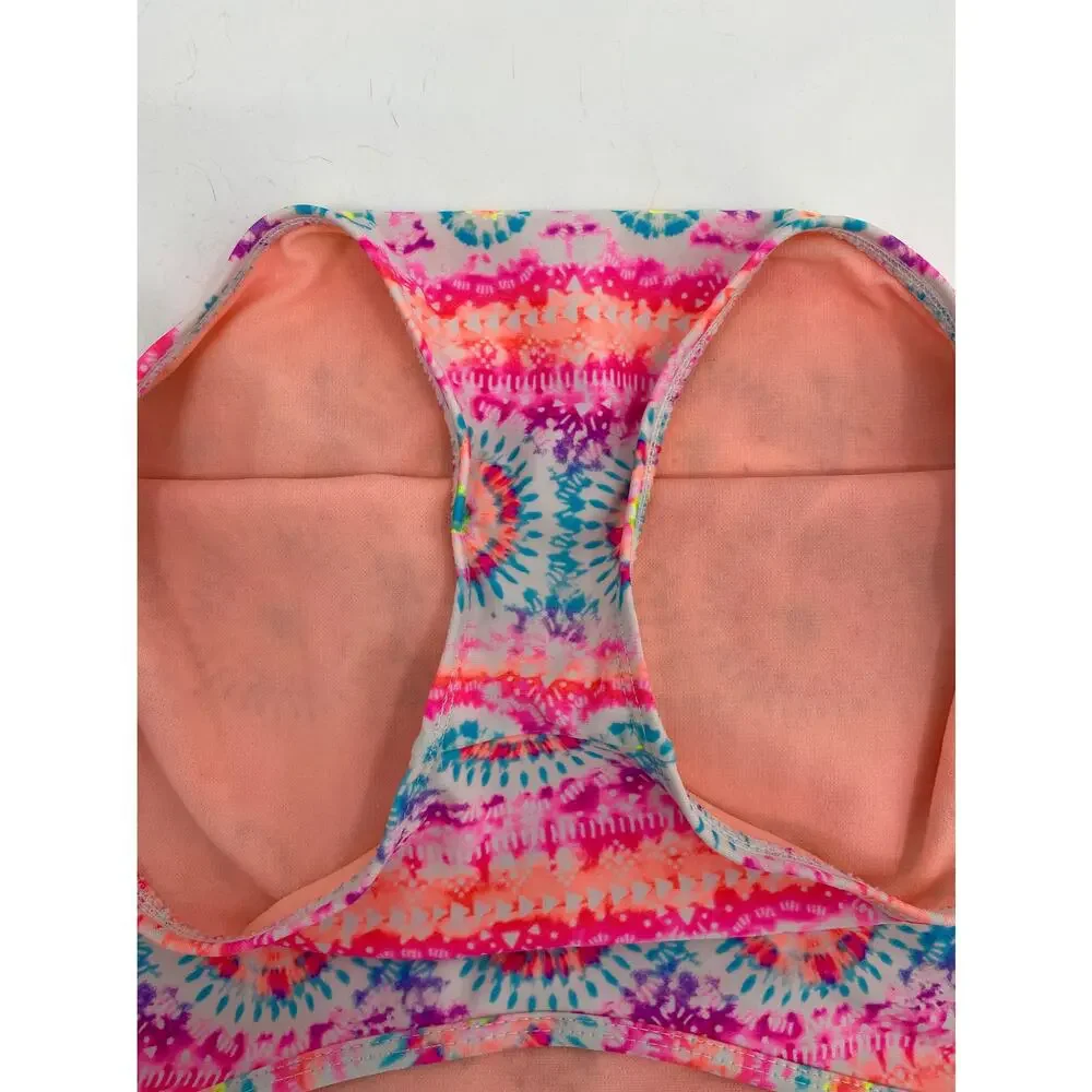Wonder Nation Pink Printed Halter Neck One Piece Swimsuit Girls Size XL 14-16